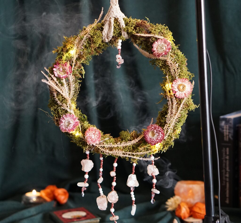 Couronne fleurs séchées végétaux stabilisés