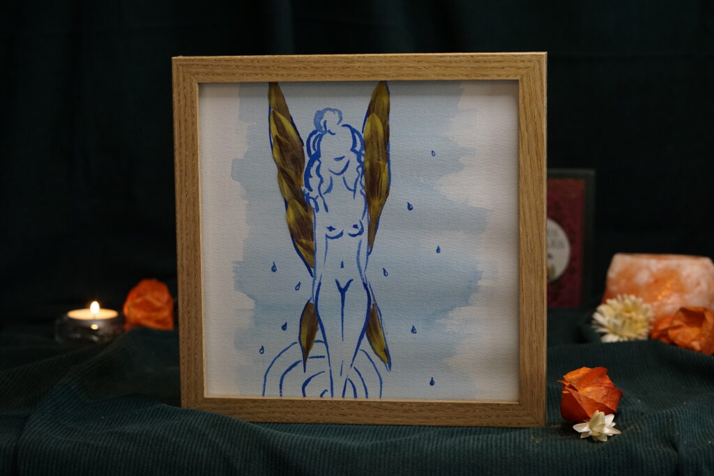 Tableau herbier fleurs séchées univers fantastique fée décoration intérieure fait main