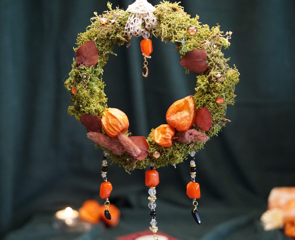 Couronne fleurs séchées végétaux stabilisés